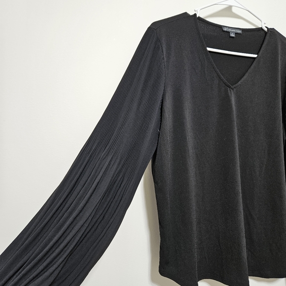 Adrianna Papell Womens Long Bubble Sleeve Top V Neck Flowy Lightweight Black M - Picture 4 of 12